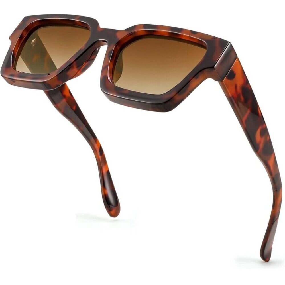 Women's Men's  Rectangle Y2K 90s Retro Thick Square Frame Leopard Sunglasses